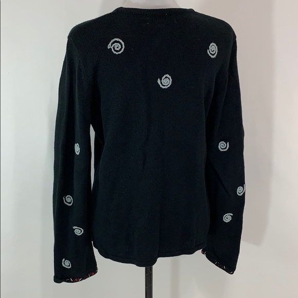 Susan Bristol Santa holiday black sweater EUC - Picture 3 of 8